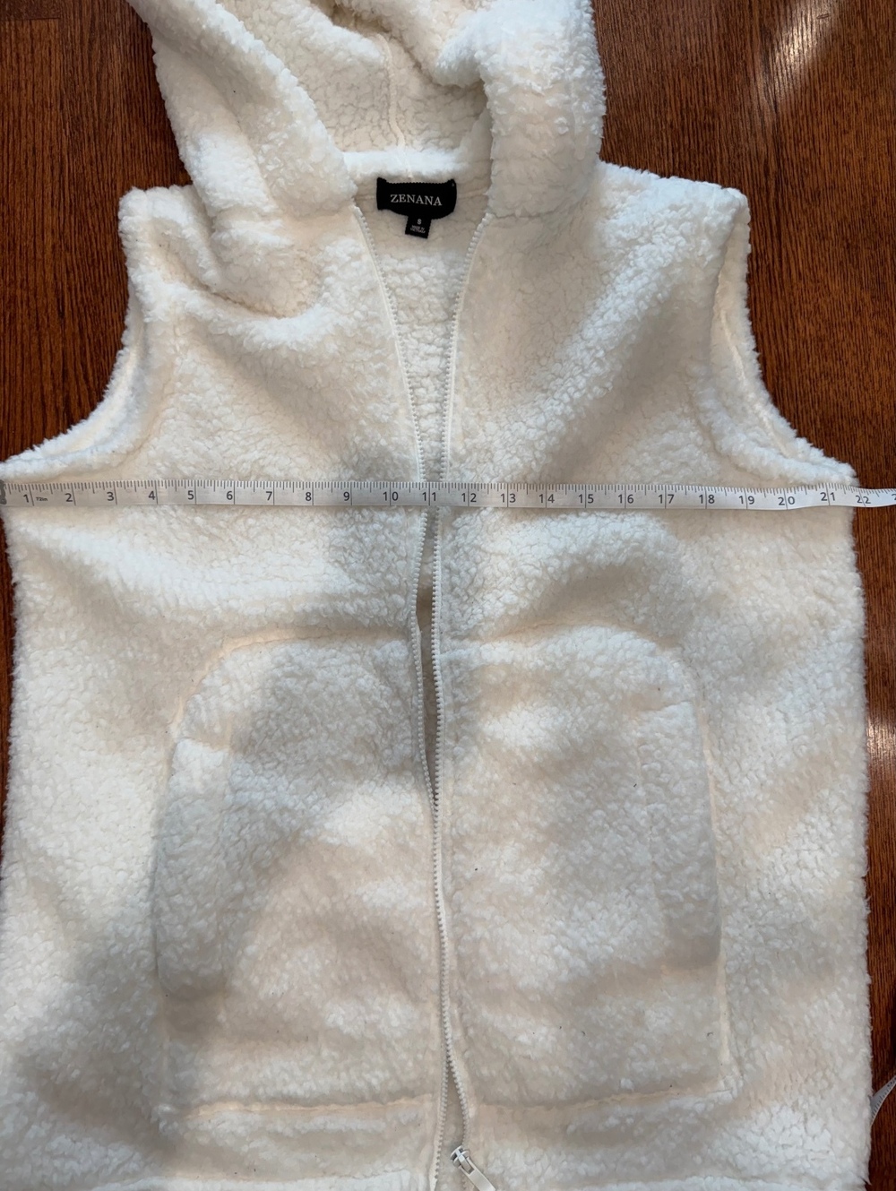 Zennana Soft White Sherpa Fleece Hooded Vest, Size Small - Picture 2 of 6